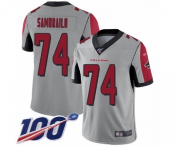 Men's Atlanta Falcons #74 Ty Sambrailo Limited Silver Inverted Legend 100th Season Football Jersey