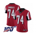 Men's Atlanta Falcons #74 Ty Sambrailo Red Team Color Vapor Untouchable Limited Player 100th Season Football Jersey