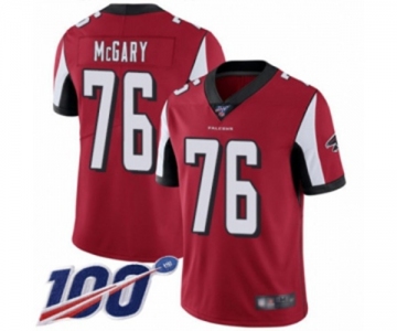 Men's Atlanta Falcons #76 Kaleb McGary Red Team Color Vapor Untouchable Limited Player 100th Season Football Jersey