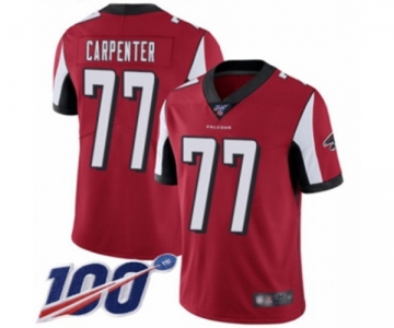 Men's Atlanta Falcons #77 James Carpenter Red Team Color Vapor Untouchable Limited Player 100th Season Football Jersey