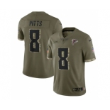 Men's Atlanta Falcons #8 Kyle Pitts 2022 Olive Salute To Service Limited Stitched Jersey