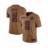 Men's Atlanta Falcons #8 Kyle Pitts 2023 Brown Salute To Setvice Limited Football Stitched Jersey