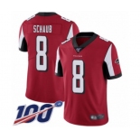 Men's Atlanta Falcons #8 Matt Schaub Red Team Color Vapor Untouchable Limited Player 100th Season Football Jersey