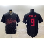 Men's Atlanta Falcons #9 Michael Penix Jr. Black With Patch Cool Base Stitched Baseball Jersey