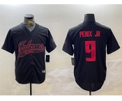 Men's Atlanta Falcons #9 Michael Penix Jr. Black With Patch Cool Base Stitched Baseball Jersey