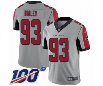 Men's Atlanta Falcons #93 Allen Bailey Limited Silver Inverted Legend 100th Season Football Jersey