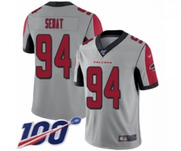 Men's Atlanta Falcons #94 Deadrin Senat Limited Silver Inverted Legend 100th Season Football Jersey