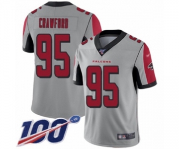 Men's Atlanta Falcons #95 Jack Crawford Limited Silver Inverted Legend 100th Season Football Jersey