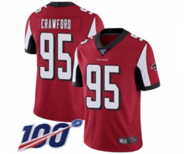 Men's Atlanta Falcons #95 Jack Crawford Red Team Color Vapor Untouchable Limited Player 100th Season Football Jersey