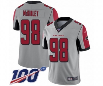 Men's Atlanta Falcons #98 Takkarist McKinley Limited Silver Inverted Legend 100th Season Football Jersey