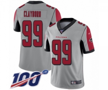 Men's Atlanta Falcons #99 Adrian Clayborn Limited Silver Inverted Legend 100th Season Football Jersey