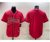 Men's Atlanta Falcons Blank Red With Patch Cool Base Stitched Baseball Jersey