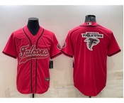 Men's Atlanta Falcons Red Team Big Logo With Patch Cool Base Stitched Baseball Jersey