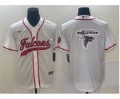 Men's Atlanta Falcons White Team Big Logo With Patch Cool Base Stitched Baseball Jersey