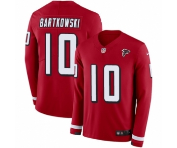 Men's Nike Atlanta Falcons #10 Steve Bartkowski Limited Red Therma Long Sleeve NFL Jersey