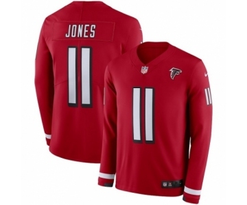 Men's Nike Atlanta Falcons #11 Julio Jones Limited Red Therma Long Sleeve NFL Jersey