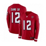 Men's Nike Atlanta Falcons #12 Mohamed Sanu Limited Red Therma Long Sleeve NFL Jersey