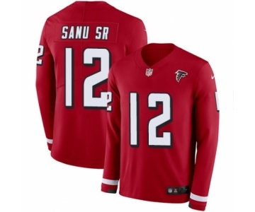 Men's Nike Atlanta Falcons #12 Mohamed Sanu Limited Red Therma Long Sleeve NFL Jersey