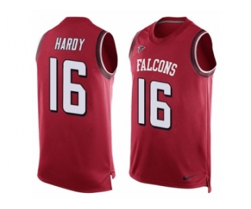 Men's Nike Atlanta Falcons #16 Justin Hardy Limited Red Player Name & Number Tank Top NFL Jersey