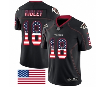 Men's Nike Atlanta Falcons #18 Calvin Ridley Limited Black Rush USA Flag NFL Jersey
