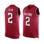 Men's Nike Atlanta Falcons #2 Matt Ryan Limited Red Player Name & Number Tank Top NFL Jersey