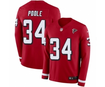 Men's Nike Atlanta Falcons #34 Brian Poole Limited Red Therma Long Sleeve NFL Jersey