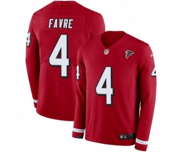 Men's Nike Atlanta Falcons #4 Brett Favre Limited Red Therma Long Sleeve NFL Jersey