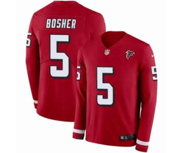 Men's Nike Atlanta Falcons #5 Matt Bosher Limited Red Therma Long Sleeve NFL Jersey