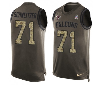 Men's Nike Atlanta Falcons #71 Wes Schweitzer Limited Green Salute to Service Tank Top NFL Jersey