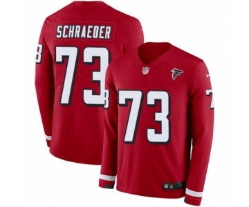 Men's Nike Atlanta Falcons #73 Ryan Schraeder Limited Red Therma Long Sleeve NFL Jersey