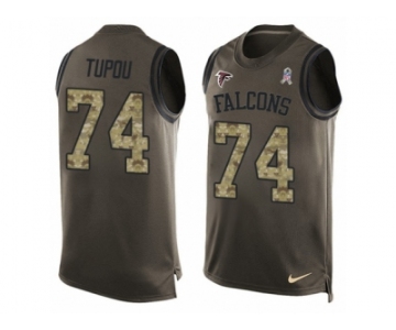 Men's Nike Atlanta Falcons #74 Tani Tupou Limited Green Salute to Service Tank Top NFL Jersey