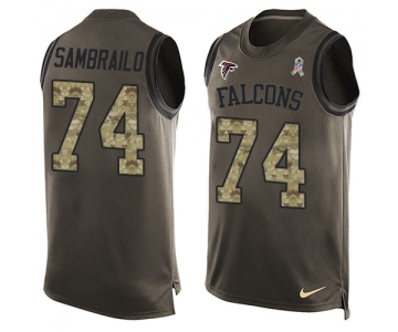 Men's Nike Atlanta Falcons #74 Ty Sambrailo Limited Green Salute to Service Tank Top NFL Jersey