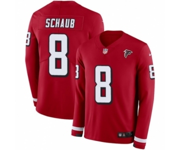 Men's Nike Atlanta Falcons #8 Matt Schaub Limited Red Therma Long Sleeve NFL Jersey