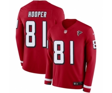 Men's Nike Atlanta Falcons #81 Austin Hooper Limited Red Therma Long Sleeve NFL Jersey