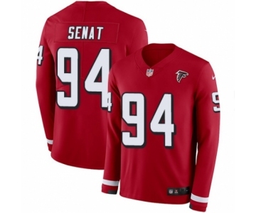 Men's Nike Atlanta Falcons #94 Deadrin Senat Limited Red Therma Long Sleeve NFL Jersey