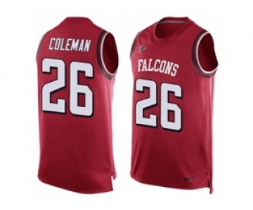 Nike Atlanta Falcons #26 Tevin Coleman Red Team Color Men's Stitched NFL Limited Tank Top Jersey