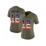 Women Nike Atlanta Falcons #12 Mohamed Sanu Limited Olive USA Flag 2017 Salute to Service NFL Jersey