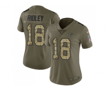 Women Nike Atlanta Falcons #18 Calvin Ridley Olive Camo Stitched NFL Limited 2017 Salute to Service Jersey