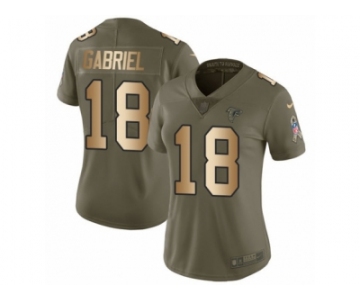 Women Nike Atlanta Falcons #18 Taylor Gabriel Limited Olive Gold 2017 Salute to Service NFL Jersey