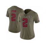 Women Nike Atlanta Falcons #2 Matt Ryan Limited Olive 2017 Salute to Service NFL Jersey