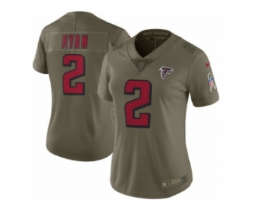 Women Nike Atlanta Falcons #2 Matt Ryan Limited Olive 2017 Salute to Service NFL Jersey