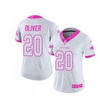 Women Nike Atlanta Falcons #20 Isaiah Oliver White Pink Stitched NFL Limited Rush Fashion Jersey