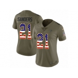 Women Nike Atlanta Falcons #21 Deion Sanders Limited Olive USA Flag 2017 Salute to Service NFL Jersey