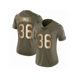 Women Nike Atlanta Falcons #36 Kemal Ishmael Limited Olive Gold 2017 Salute to Service NFL Jersey