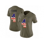 Women Nike Atlanta Falcons #4 Brett Favre Limited Olive USA Flag 2017 Salute to Service NFL Jersey