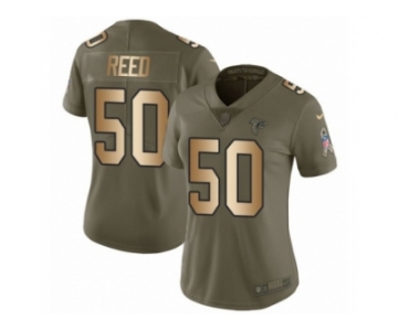 Women Nike Atlanta Falcons #50 Brooks Reed Limited Olive Gold 2017 Salute to Service NFL Jersey