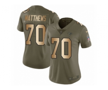 Women Nike Atlanta Falcons #70 Jake Matthews Limited Olive Gold 2017 Salute to Service NFL Jersey