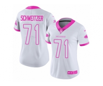 Women Nike Atlanta Falcons #71 Wes Schweitzer Limited White Pink Rush Fashion NFL Jersey