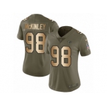 Women Nike Atlanta Falcons #98 Takkarist McKinley Limited Olive Gold 2017 Salute to Service NFL Jersey