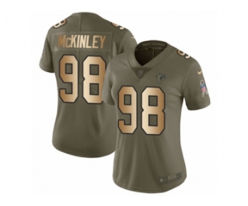 Women Nike Atlanta Falcons #98 Takkarist McKinley Limited Olive Gold 2017 Salute to Service NFL Jersey